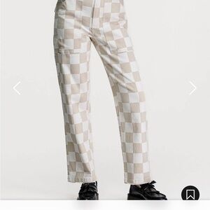 P&Co Service Fatigue Stone Checkerboard Pants 304 UK 12 US 8 M